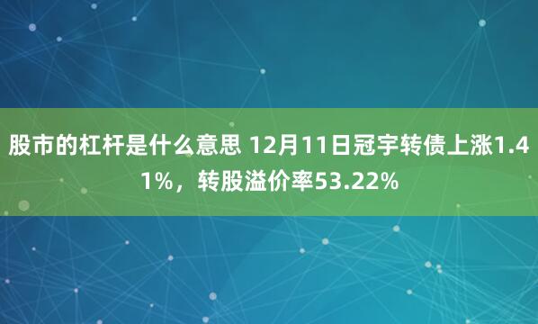 股市的杠杆是什么意思 12月11日冠宇转债上涨1.41%,转股溢价率53.22%
