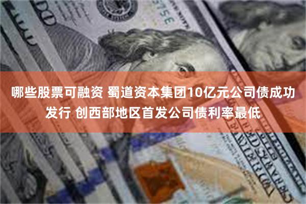 哪些股票可融资 蜀道资本集团10亿元公司债成功发行 创西部地区首发公司债利率最低