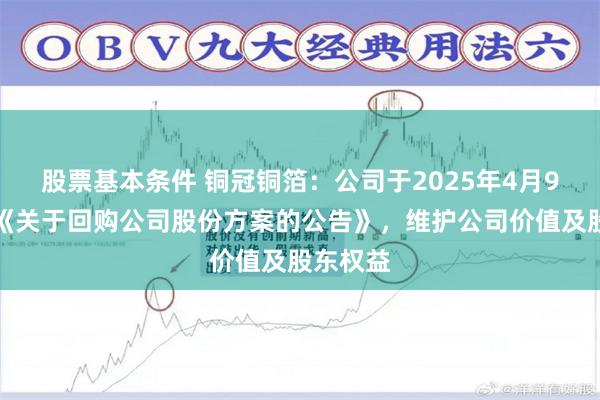 股票基本条件 铜冠铜箔:公司于2025年4月9日发布《关于回购公司股份方案的公告》,维护公司价值及股东权益